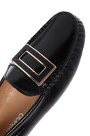 Women's Black Buckle Detailed Leather Loafer | Derimod
