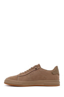 Erkek Vizon Bağcıklı Nubuk Deri Sneaker | Derimod