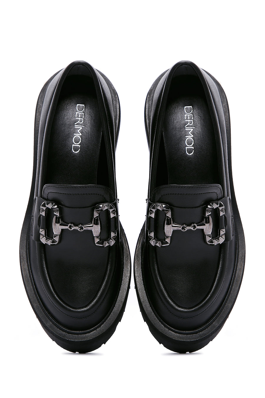 Women's Black Buckle Thick Soled Masculine Loafer