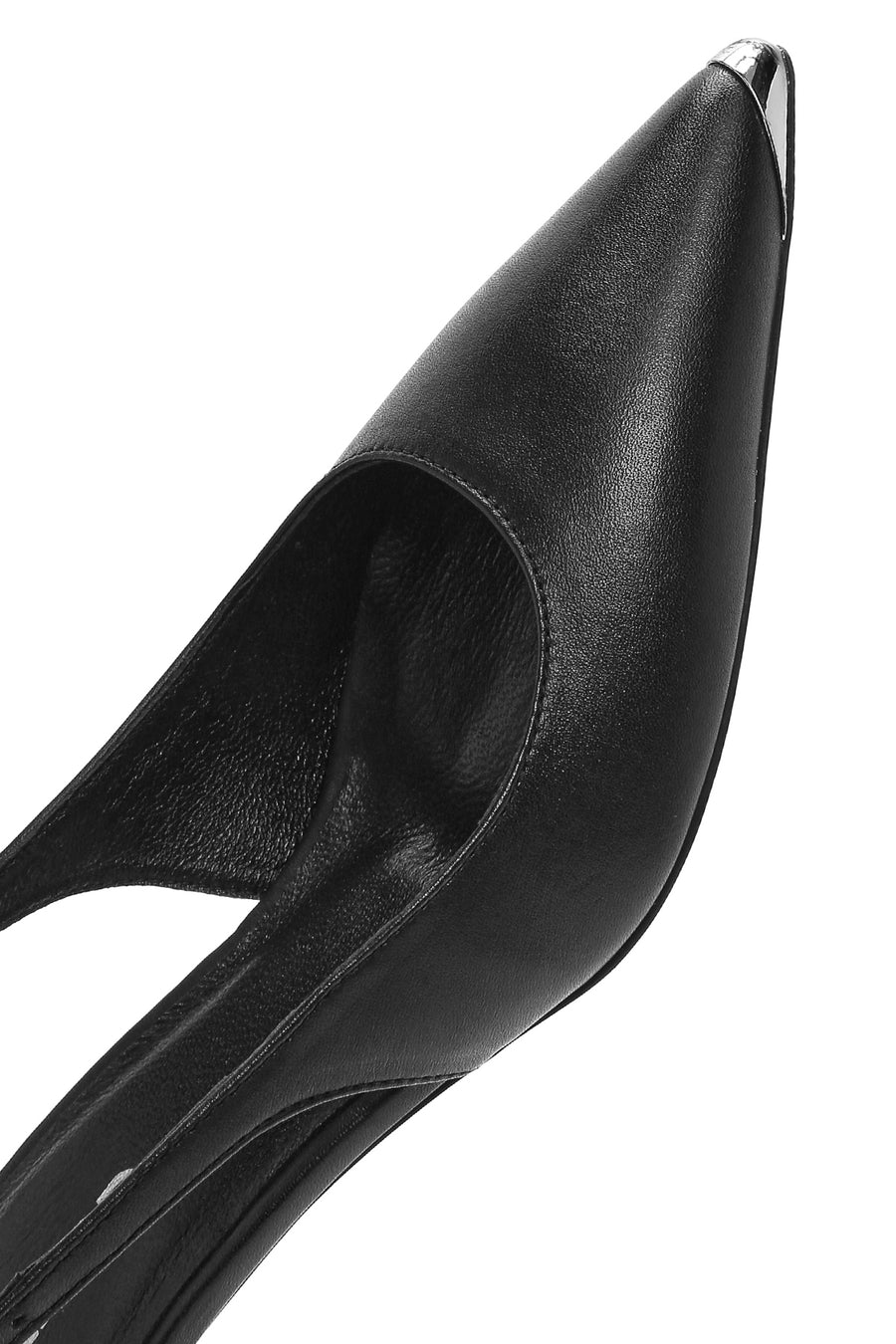 Women's Black Slingback Low Thin Heel Leather Shoes