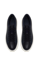 Male Navy Blue Lace-Up Thick-Soled Leather Sneaker | Derimod