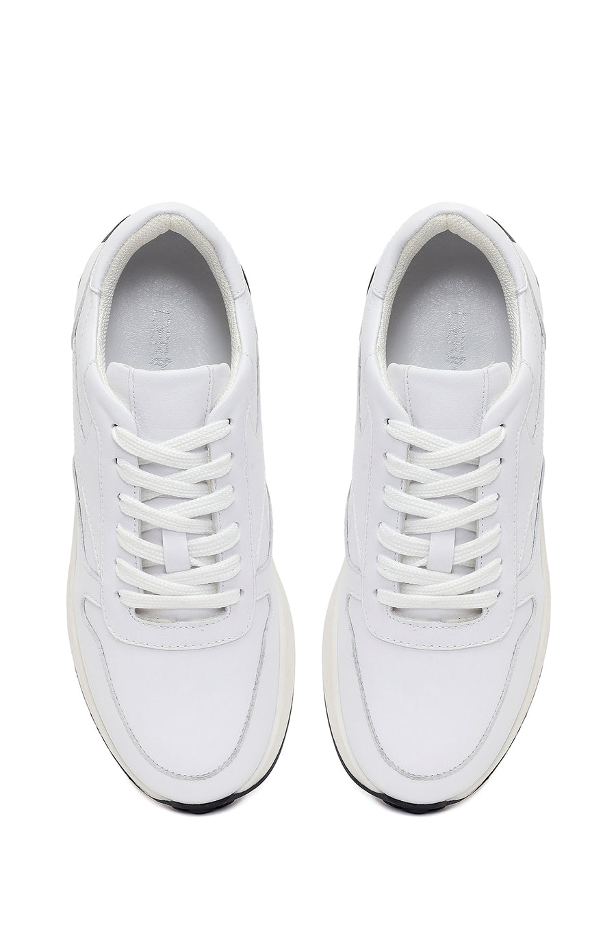 Kadın Beyaz Bağcıklı Deri Sneaker