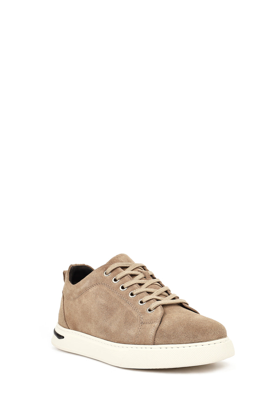 Erkek Vizon Bağcıklı Süet Deri Casual Sneaker