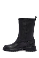 Woman Siyah Leather Biker Bot | Derimod
