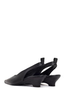 Women's Black Open-Back Heeled Leather Shoes | Derimod