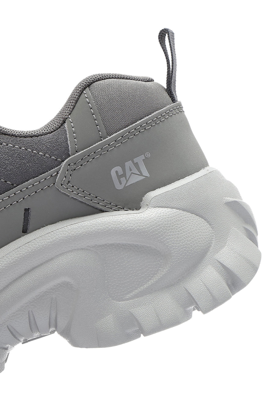Caterpillar Men's Grey Intruder Essential Lace-Up Chunky Sole Leather Sneaker
