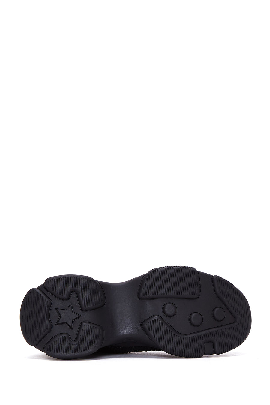 Derimod Zero Kadın Siyah Bağcıklı Kalın Tabanlı Taşlı Kumaş Sneaker