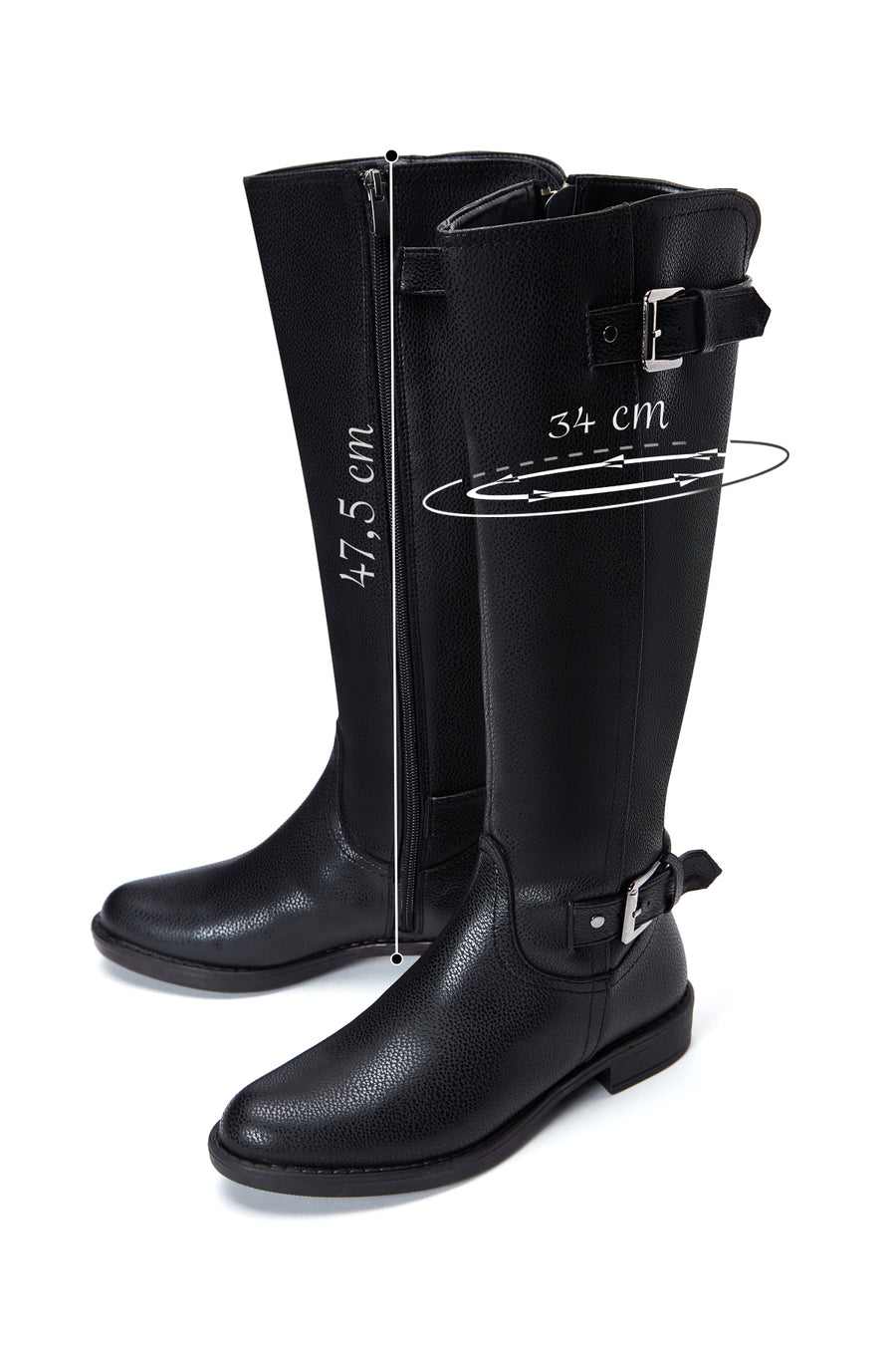 Women's Black Zippered Buckle Boots