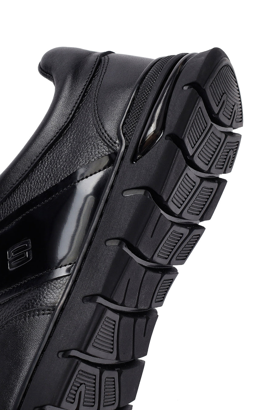 Erkek Siyah Bağcıklı Deri Casual Sneaker