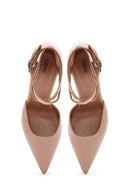 Women's Beige Ankle Buckle Platform Heeled Patent Leather Shoes | Derimod