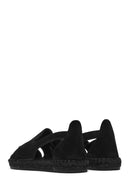 Woman Black Suede Leather Espadrille Sandals | Derimod