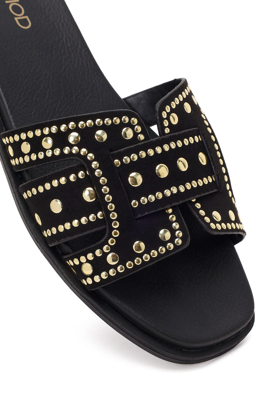 Women's Black Studded Suede Slippers