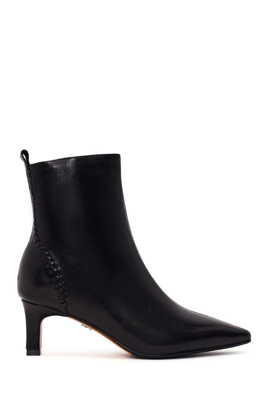 Woman Black Short-Heeled Zip Closure Leather Boots AF530019DV | Derimod