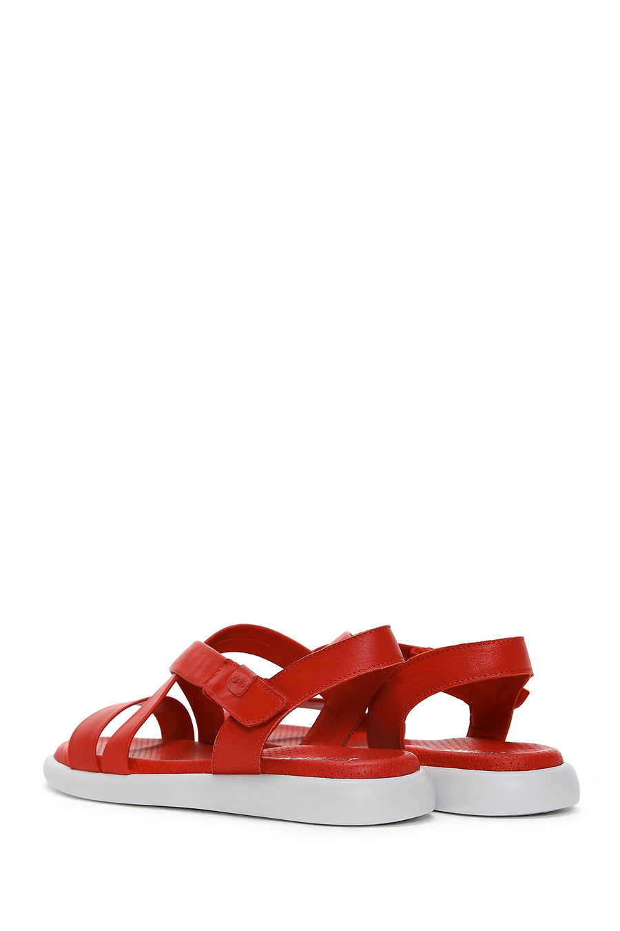 Women's Red Leather Comfort Sandals