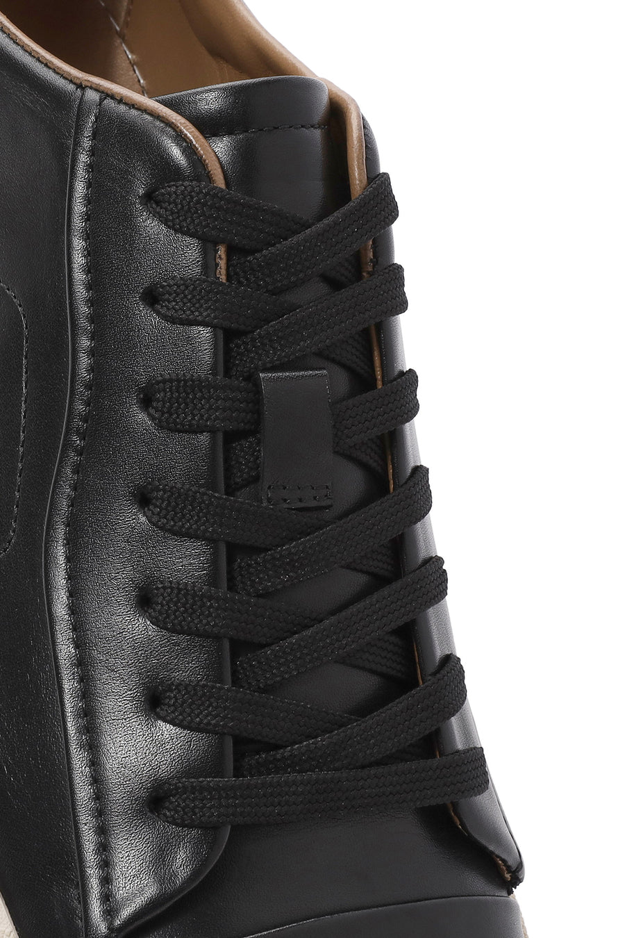 Erkek Siyah Bağcıklı Deri Sneaker