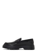 Men's Black Thick-Soled Leather Loafer | Derimod