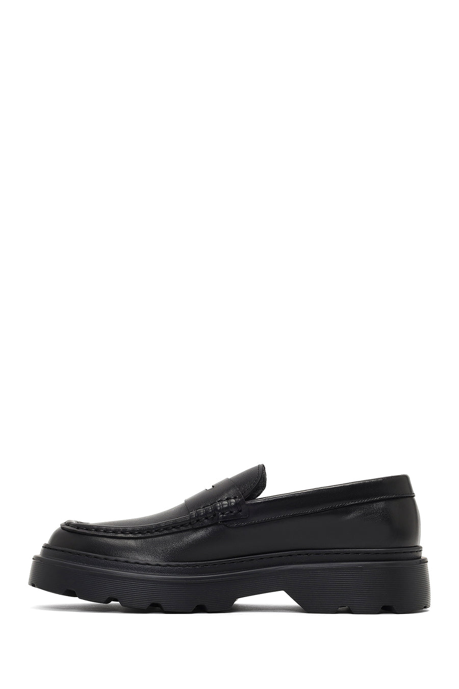 Men's Black Thick-Soled Leather Loafer