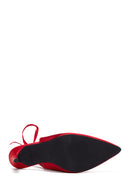 Women's Red Ankle Strap Satin Heeled Shoes | Derimod