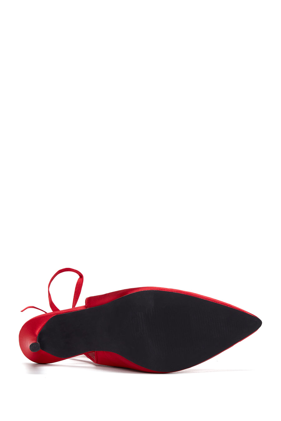 Women's Red Ankle Strap Satin Heeled Shoes