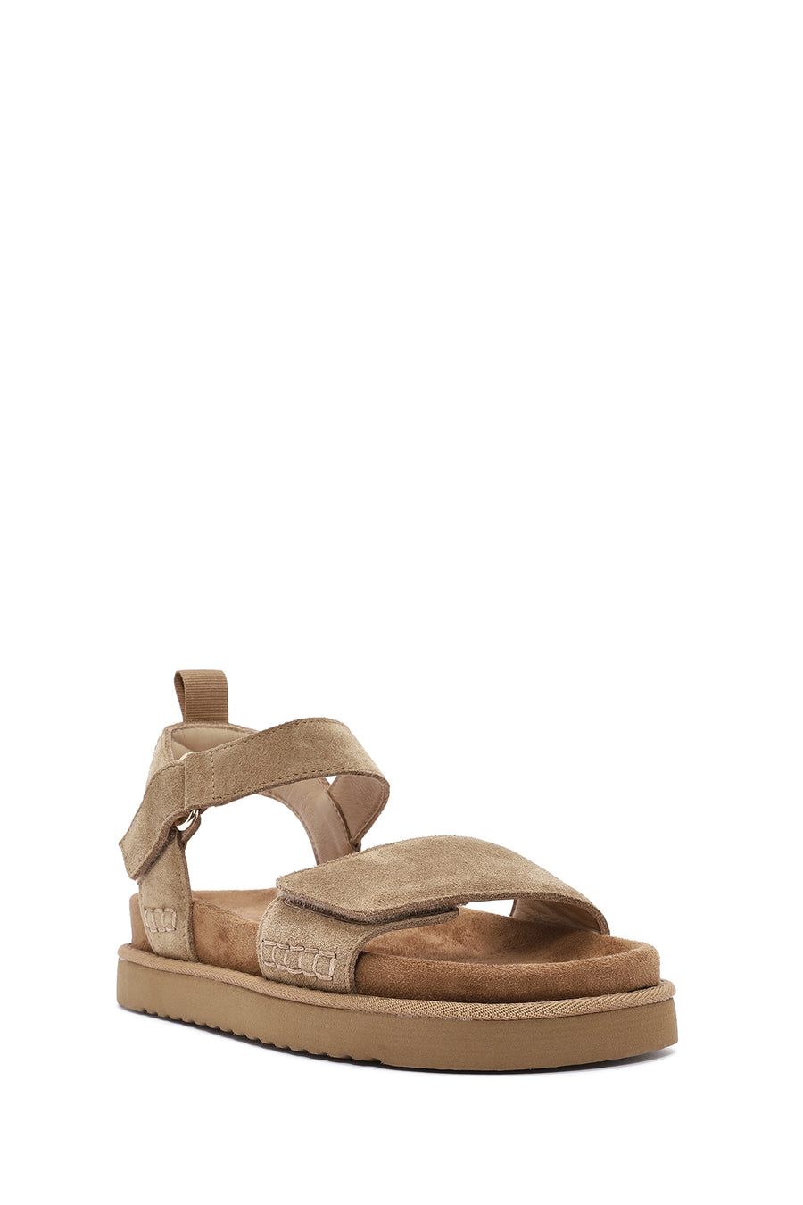 Women's Brown Strappy Thick Soled Suede Leather Sandals