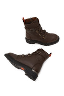 Harley Davidson Woman Brown Camiel Zip Closure Leather Boots | Derimod