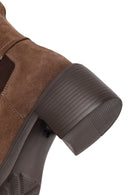 Woman Mink Thick-Heeled Suede Chelsea Boots | Derimod