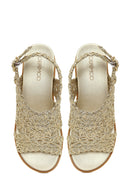 Woman Gold Metallic Sandal | Derimod