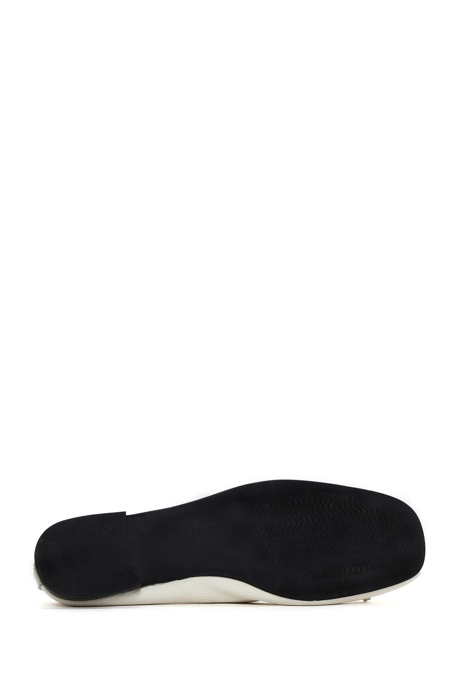 Women's White Leather Ballerinas with Buckle Detail