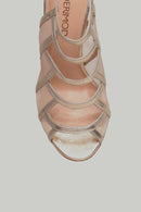 Women's Leather Heeled Sandals with Tulle Detail | Derimod