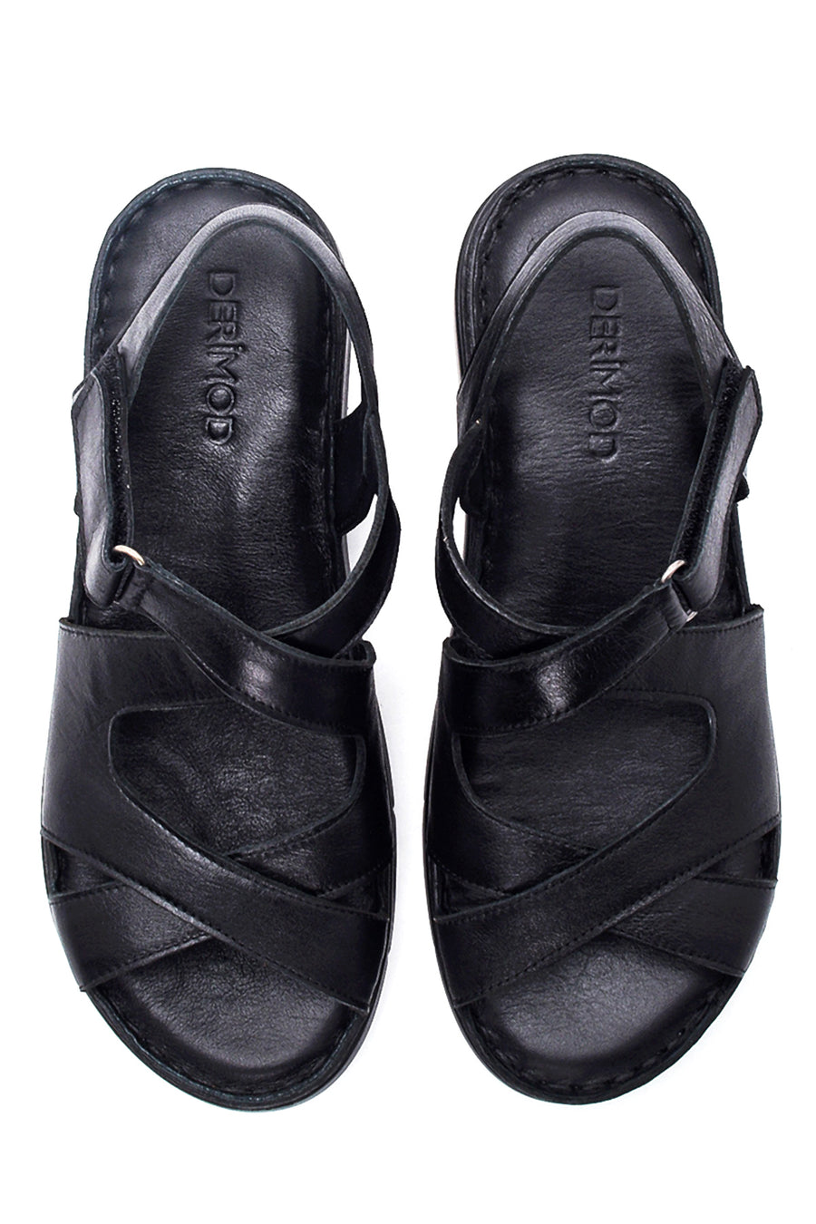 Kadın Siyah Deri Comfort Sandalet