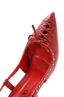 Women's Red Slingback High Thin Heel Leather Shoes | Derimod