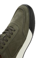 Male Green Lace-Up Nubuck Leather Sneaker | Derimod