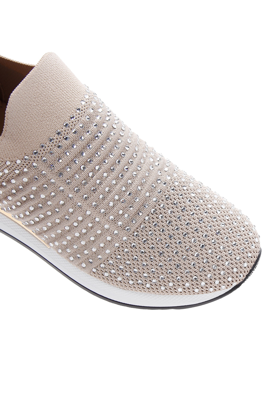 Kadın Bej Taşlı Kumaş Sneaker
