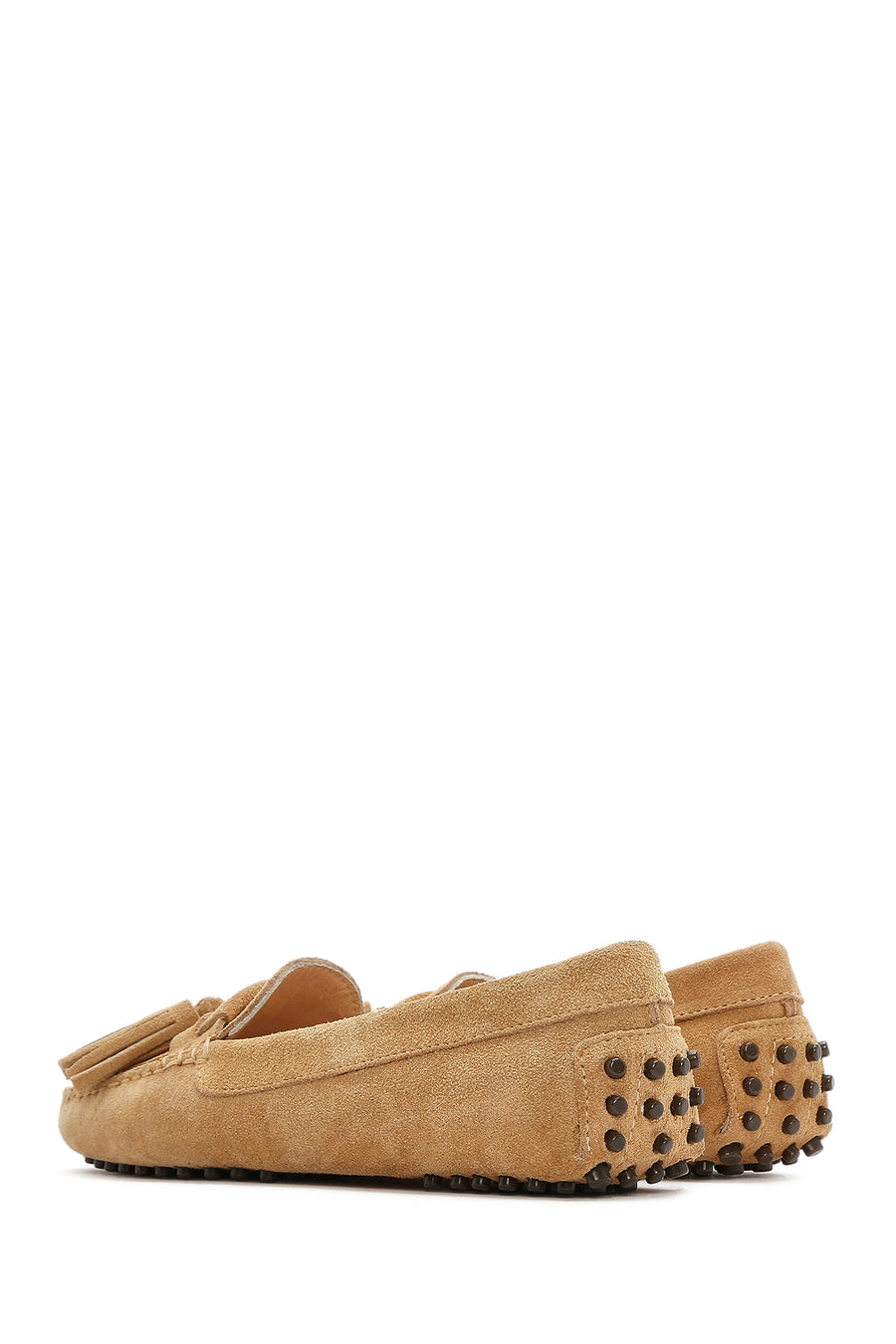 Women's Camel Tassel Suede Leather Loafer