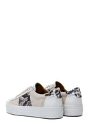 Women's Beige Leather Patterned Sneaker | Derimod