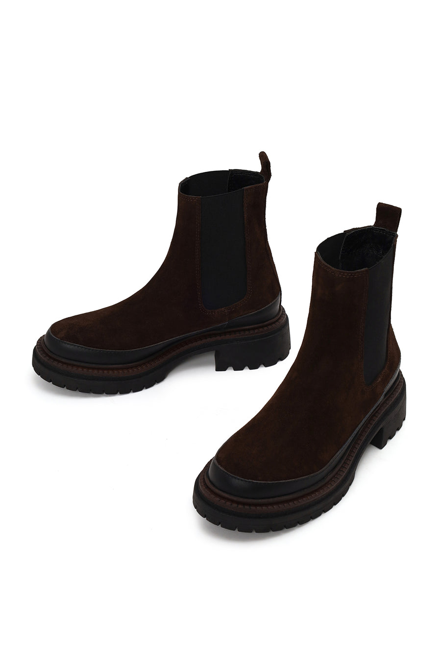 Woman Brown Thick-Soled Suede Chelsea Boots