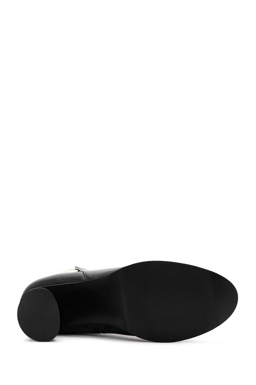 Women's Black Accessory Detailed Zippered Thick Heeled Boots