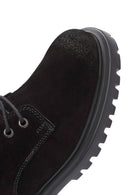 Men's Black Zippered Lace-Up Suede Leather Casual Boots | Derimod