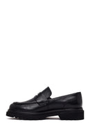 Male Black Thick-Soled Leather Loafer | Derimod
