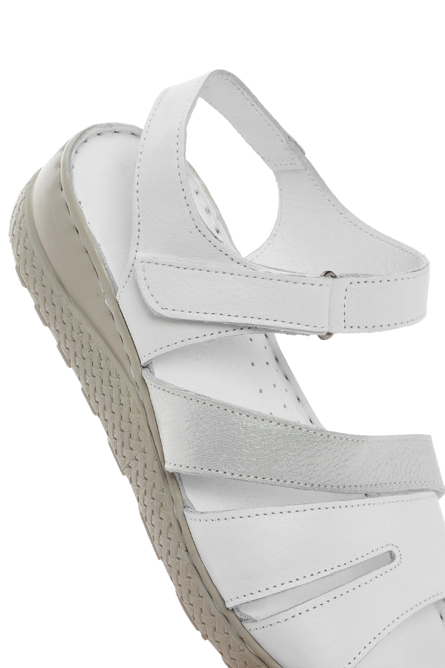 Kadın Beyaz Bantlı Deri Comfort Sandalet