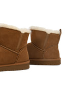 Woman Camel Suede Leather Teddy Boot | Derimod