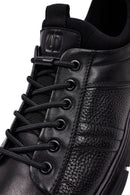 Erkek Siyah Bağcıklı Deri Casual Sneaker | Derimod