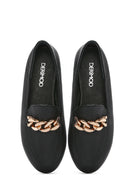 Kadın Siyah Tokalı Deri Maskülen Loafer | Derimod