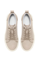 Erkek Bej Bağcıklı Deri Sneaker | Derimod