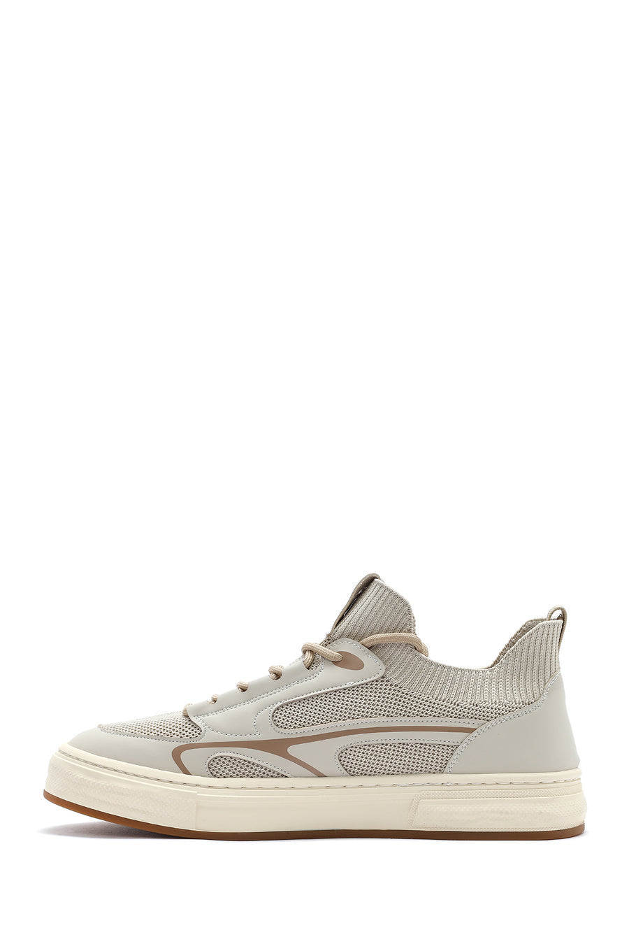 Men's Beige Lace-up Leather Sneaker