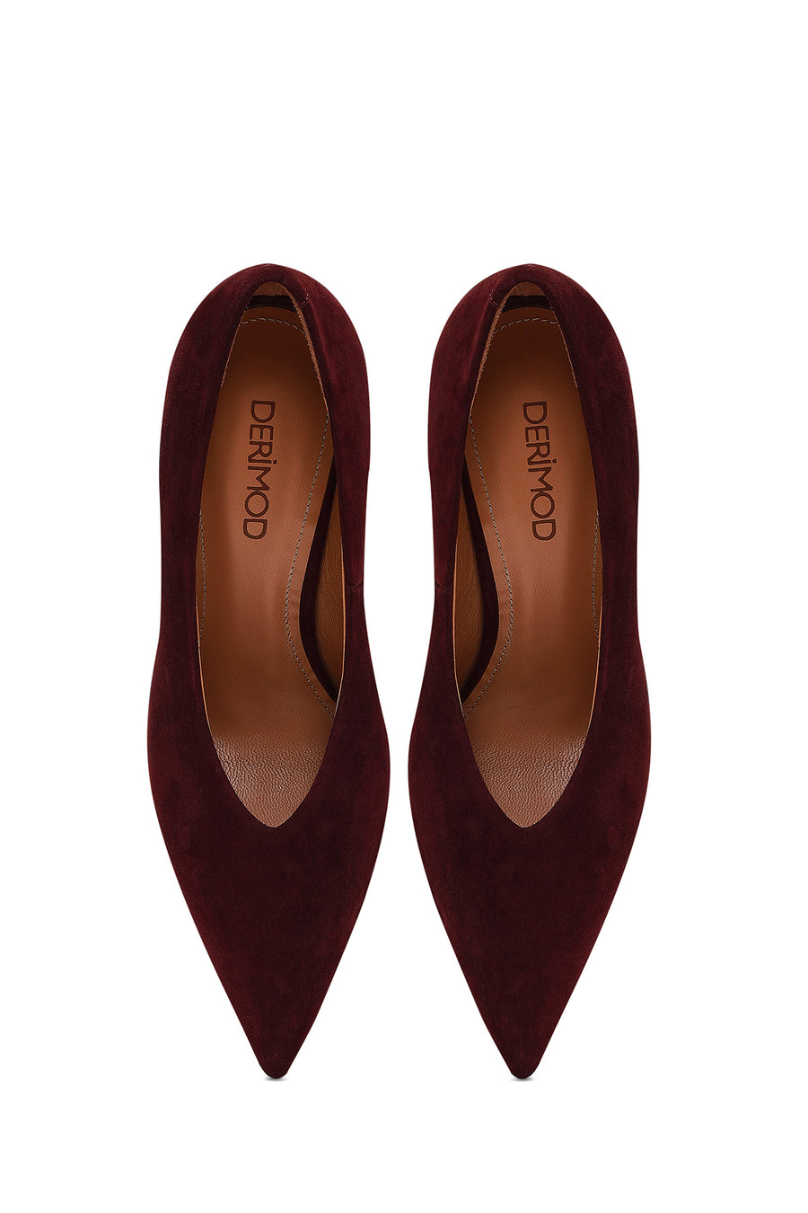 Kadın Bordo İnce Topuklu Süet Deri Stiletto