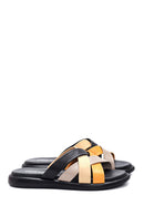 Women's Multicolored Leather Comfort Slippers | Derimod