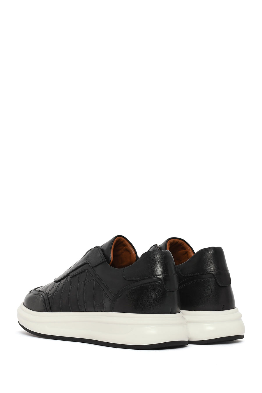 Erkek Siyah Desenli Deri Sneaker