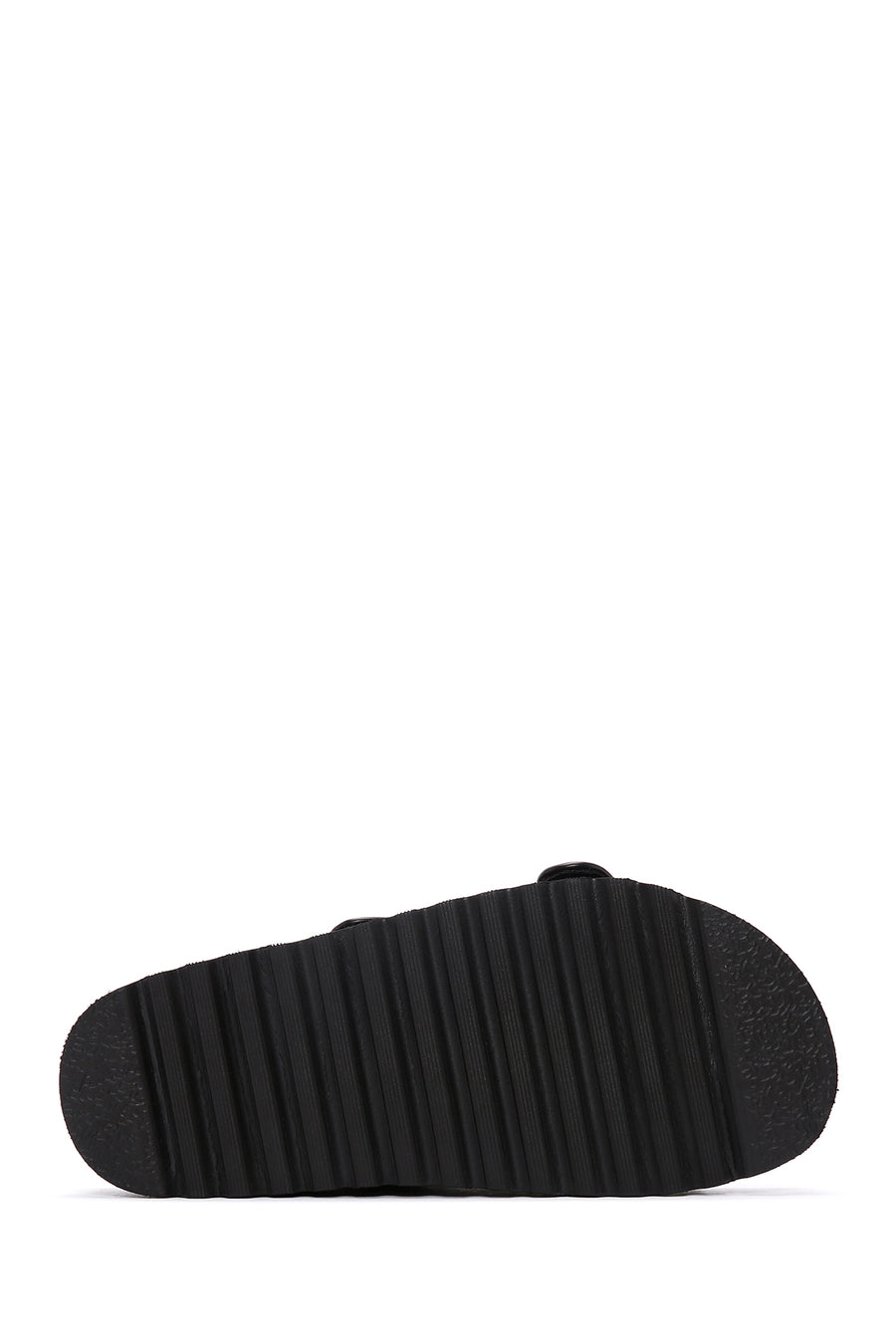 Women's Black Double Buckle Straw Slippers