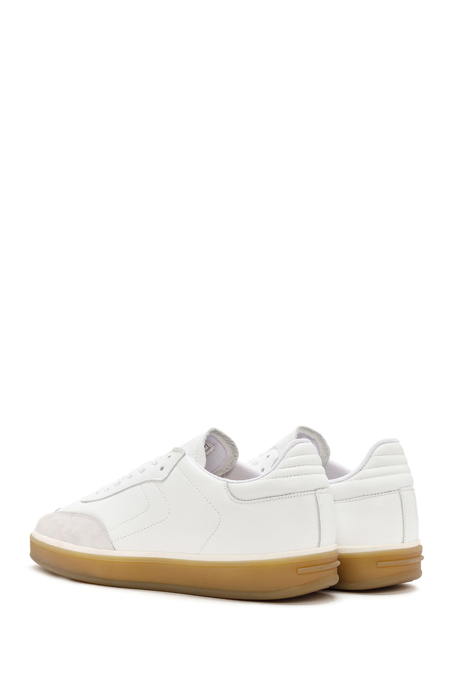 Erkek Beyaz Bağcıklı Deri Sneaker